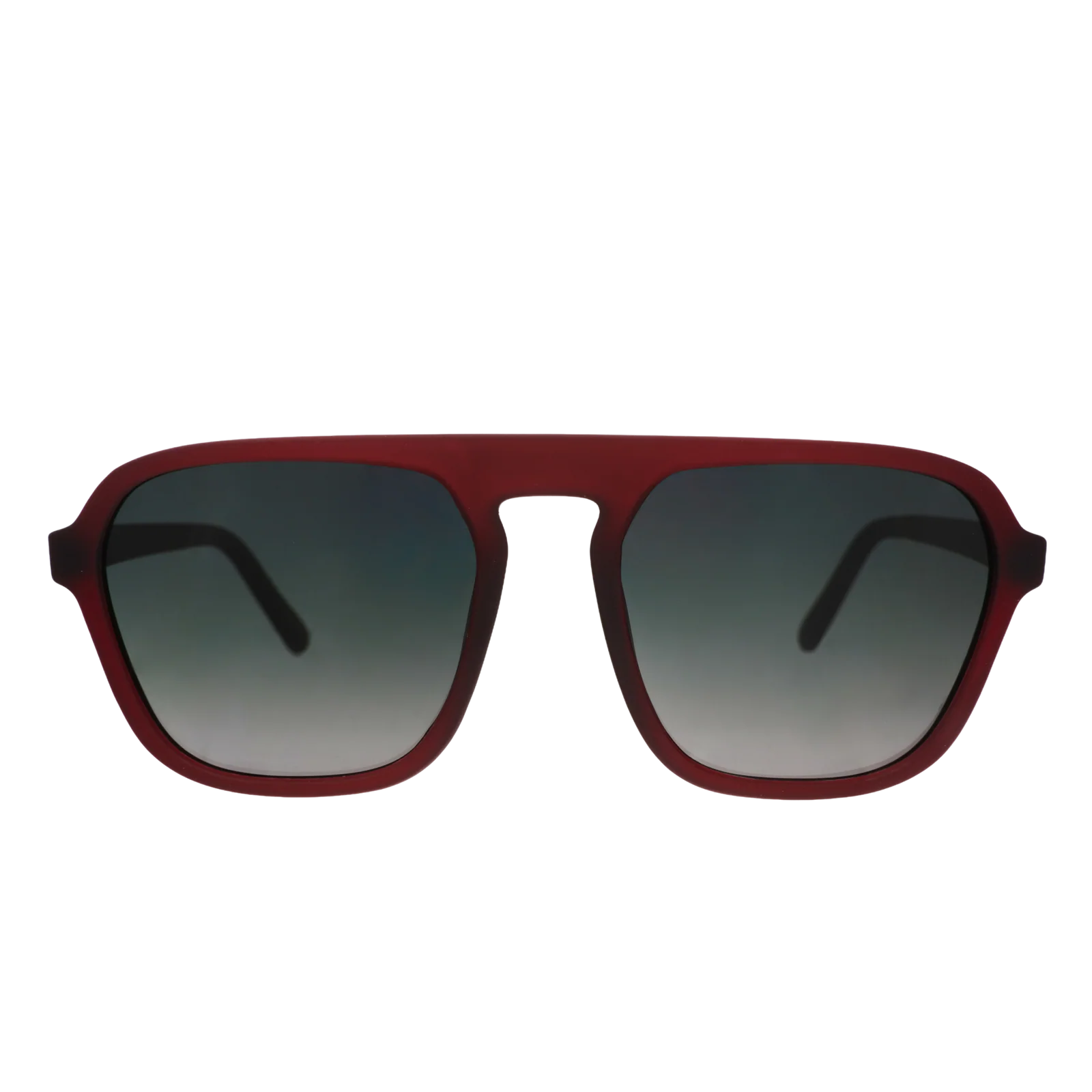 Brown retro style sunglasses with green gradient lenses.