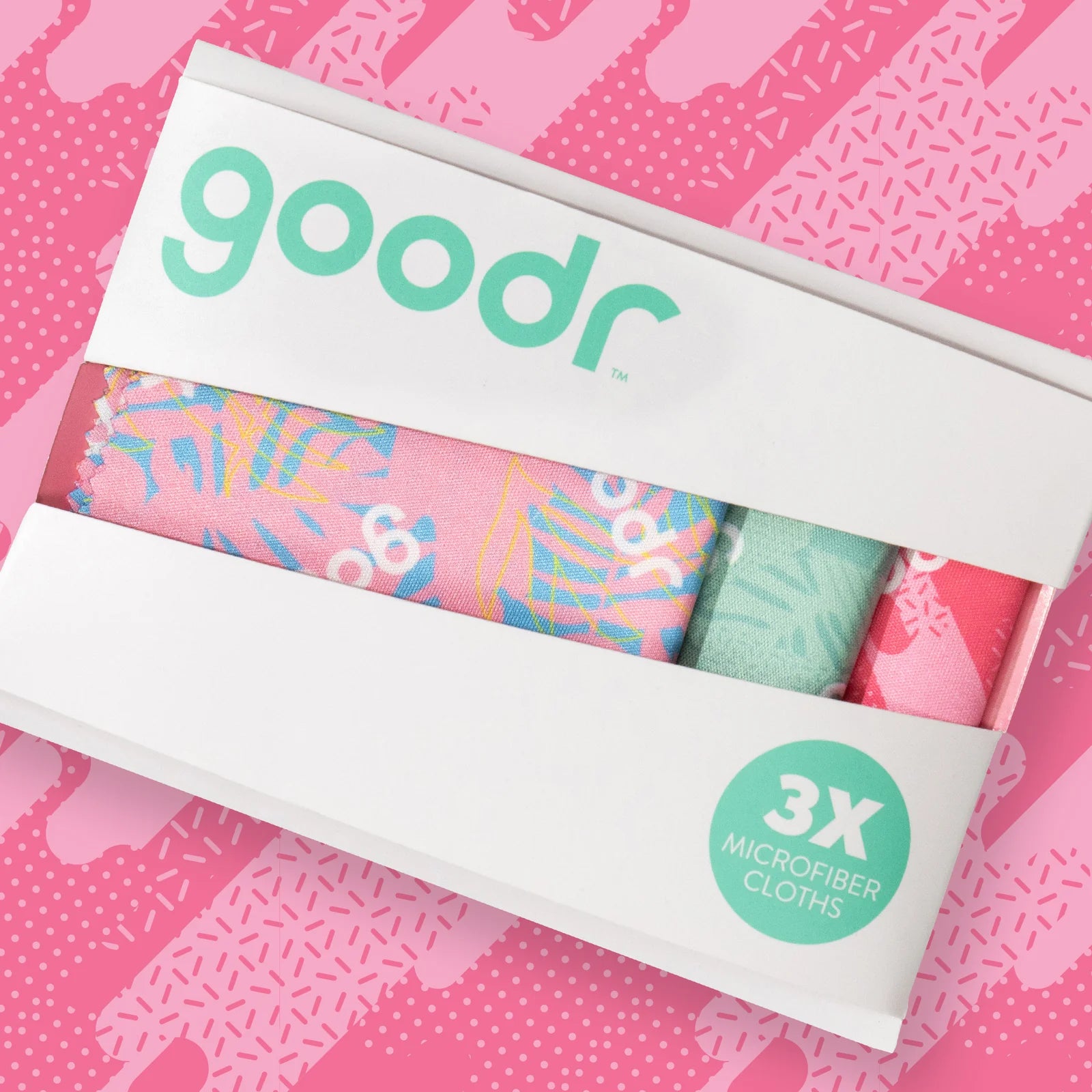 Muli-pack box of microfibre cloths used to clean sunglasses.